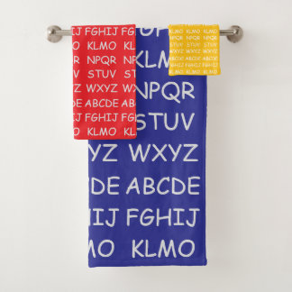 Kids Alphabet Blue Red Yellow Bath Towel Set