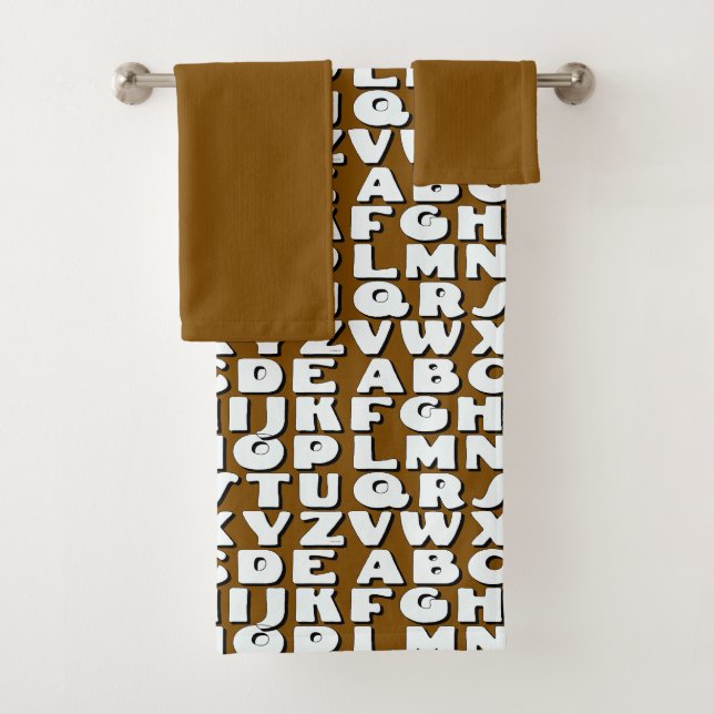  Kids Alphabet Brown       Bath Towel Set (Insitu)