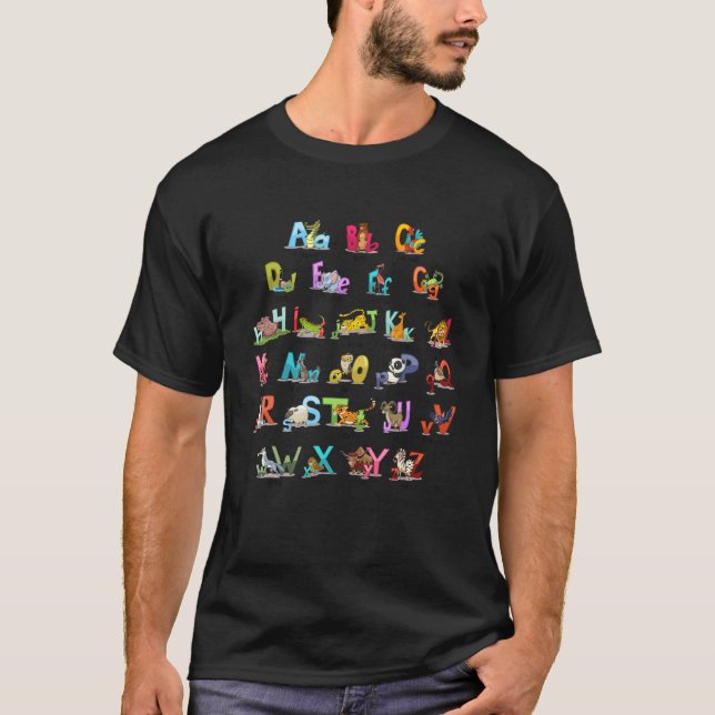 Kids Alphabet Letters A Z With Animals Learning An T-Shirt (Front)