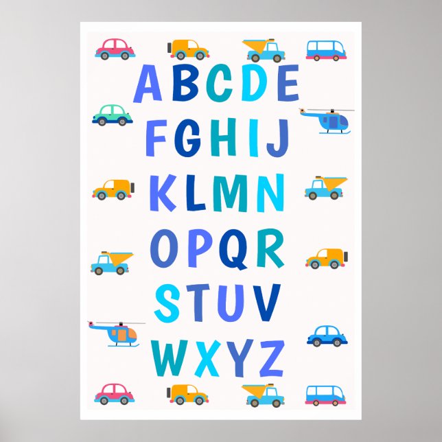 Kids Alphabet Toy Cars Poster (Front)