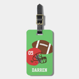 Kids American Football and Red Helmet Luggage Tag