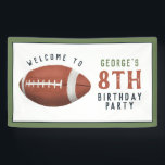 Kids American Football Kids Birthday Welcome Sign<br><div class="desc">This cute and modern sports-themed kids birthday banner welcome sign design features an American football cartoon. The banner can be personalised with your boys name and other details necessary for your party. The perfect sports-themed decor for your child's celebration. This welcome sign is set for a 8th birthday, but this...</div>