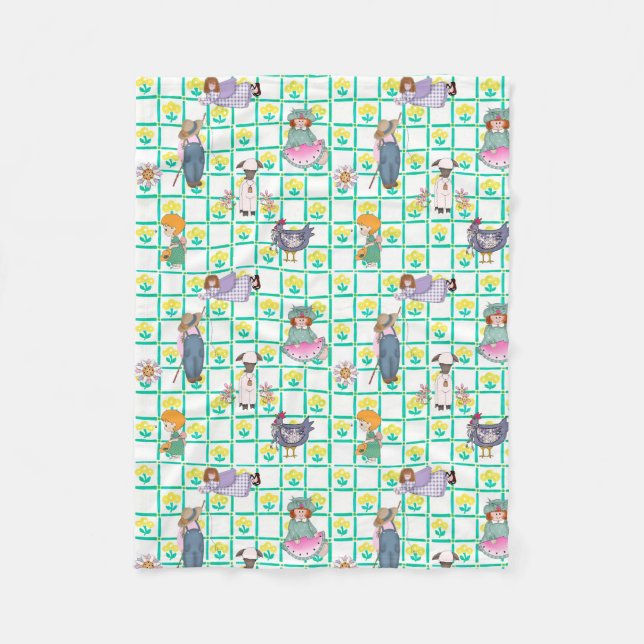 Kids and Animals Baby Blanket (Front)
