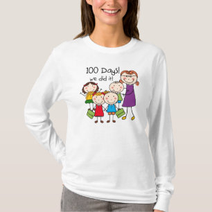 Kids and Female Teacher 100 Days T-Shirt