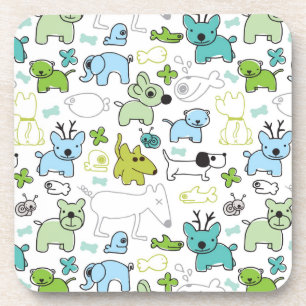 kids animal background pattern coaster
