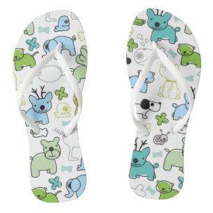 kids animal background pattern jandals