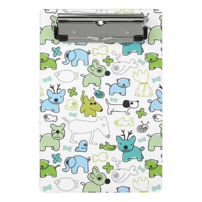 kids animal background pattern mini clipboard (Front)