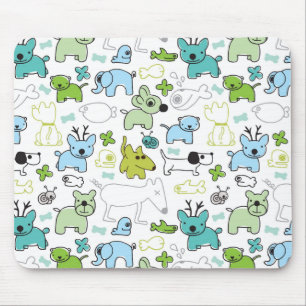 kids animal background pattern mouse pad