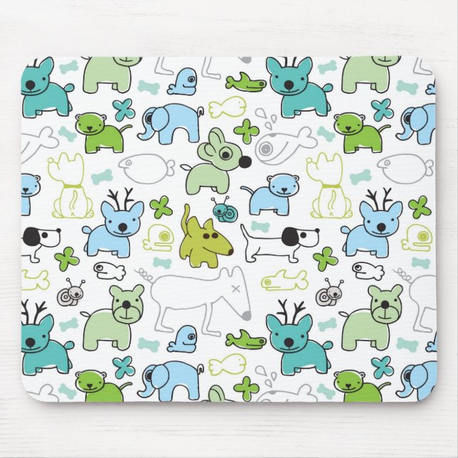kids animal background pattern mouse pad (Front)