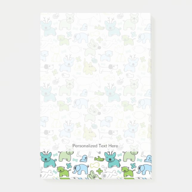 kids animal background pattern post-it notes (Front)