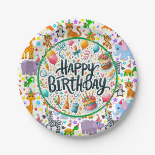 Kids Animal Bash Birthday Paper Plates