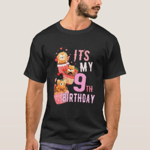 Kids Animal Cupcake Its My 9th Birthday Girl 9 Ye T-Shirt