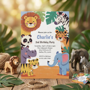 Kids Animal Jungle Birthday Party Invitation
