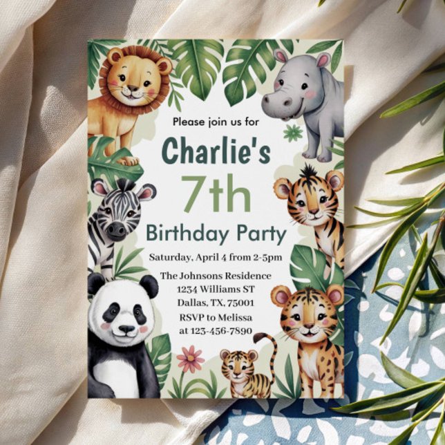 Kids Animal Jungle Birthday Party Invitation (Creator Uploaded)