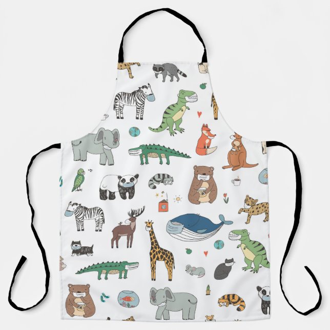 Kids' animal mask, virus pattern. apron (Front)