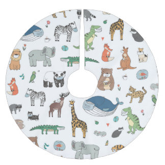 Kids' animal mask, virus pattern. brushed polyester tree skirt