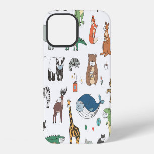 Kids' animal mask, virus pattern. iPhone 12 case