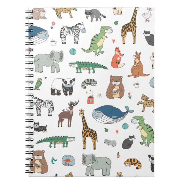 Kids' animal mask, virus pattern. notebook (Front)