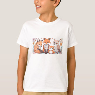 Kids Animal T-Shirt - Fox and Owl  