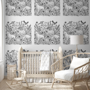 Kid's Animals & Flowers Colouring Wallpaper