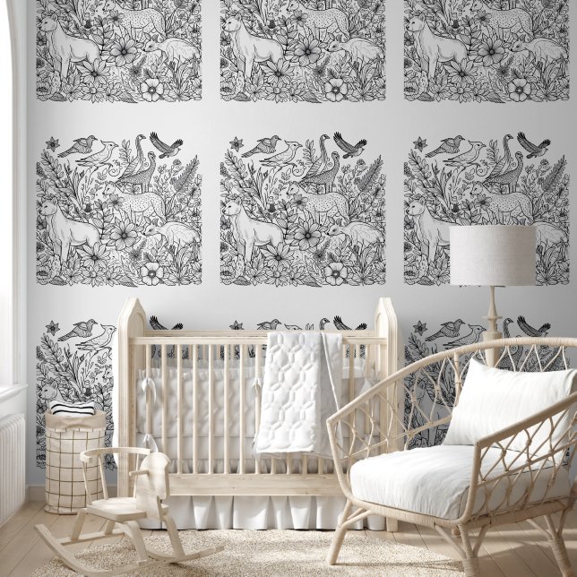 Kid's Animals & Flowers Colouring  Wallpaper (Kids)