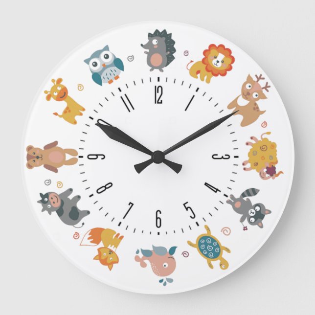Kids animals large clock (Front)