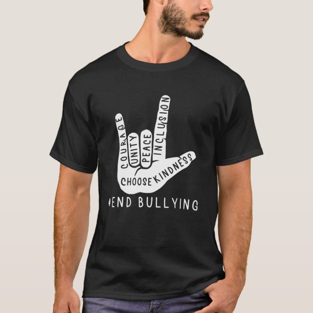 Kids Anti Bullying Love Sign Language Bully Preven T-Shirt (Front)