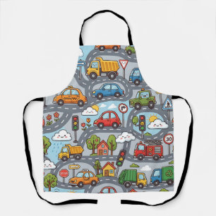 Kids Apron - Car Truck Vehicle Pattern