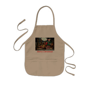 kids apron. Merry Christmas. fennec fox/elf Apron