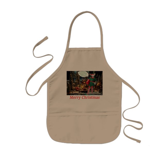 kids apron.  Merry Christmas.  fennec fox/elf Apron (Front)