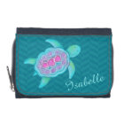 Kids aqua teal pink sea turtle add your name