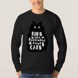 Kids Are Overrated Adopt A Cat Hand Drawn Cats & C T-Shirt