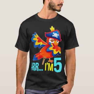 Kids Arr Im 5 Dabbing Parrot Pirate Theme Five 5th T-Shirt