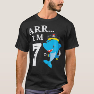 Kids ARR IM 7 Birthday Pirate I 7th Birthday Shar T-Shirt
