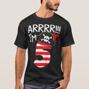 Kids Arrr I'M 5 Cool Pirate Theme 5Th Birthday T-Shirt