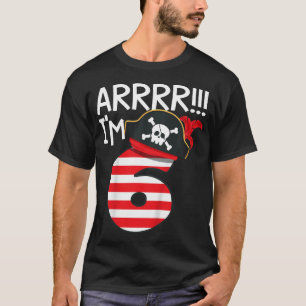 Kids Arrr I'M 6 Cool Pirate Theme 6Th Birthday  T-Shirt