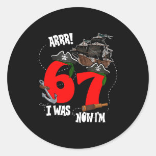 Kids arrr was 6 7 pirate theme 7th birthday boys classic round sticker