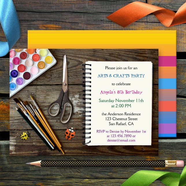Kids Art and Crafts Birthday Party Invitation (Creator Uploaded)