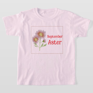 Kids Art Aster Flower September Birthday T-Shirt