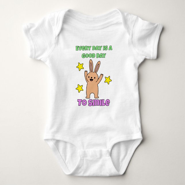 Kids Art Every Day Is A Good Day To Smile Bunny  Baby Bodysuit (Front)