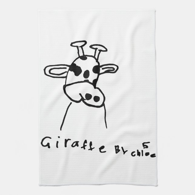 Kids Art Giraffe Kitchen Towel (Vertical)