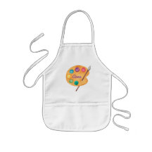 Kids art NAME watercolor palette cute apron 