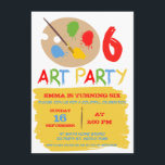 Kids Art Party Birthday Invitation<br><div class="desc">This colourful art birthday party invitation features a palette, two brushes, paint splashes and strokes on a white background. I wanted to create a colourful art theme birthday party invitation for the store because it's a popular party theme and I don't have any designs at the store at the moment....</div>