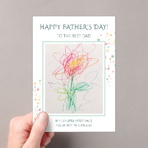 Kids Artwork Happy Fathers Day Photo Acrylic Card Invitations