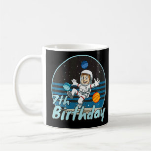 Kids Astronaut 7th Birthday Space Kids Party Plane Coffee Mug