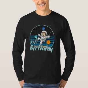 Kids Astronaut 7th Birthday Space Kids Party Plane T-Shirt