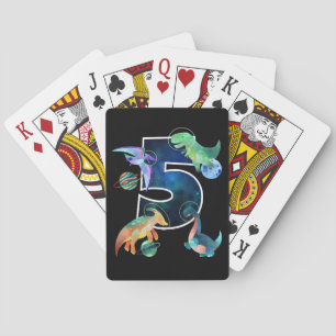 Kids Astronaut Outer Space Dinosaurs 5th Birthday  Playing Cards