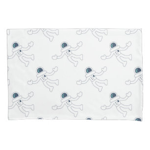 Kids Astronaut Spacemen Pattern Black and White Pillowcase