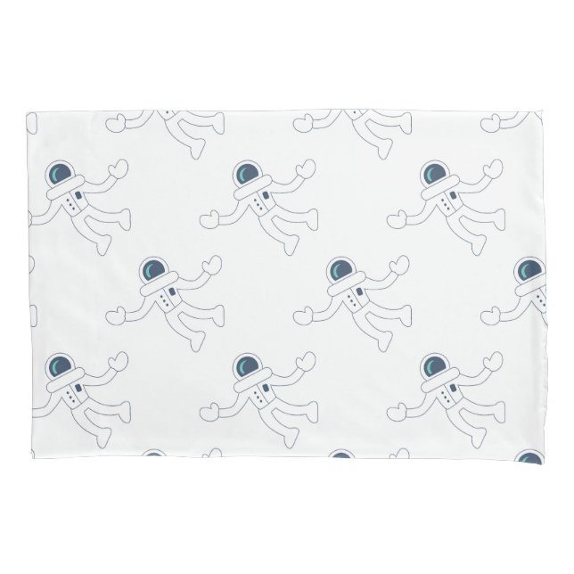 Kids Astronaut Spacemen Pattern Black and White Pillowcase (Front)