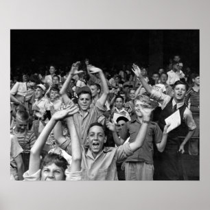 Kids at a Ball Game, 1942. Vintage Baseball Photo Poster